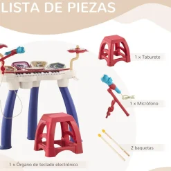 Homcom - Teclado electrónico 32 teclas con batería y taburete* Música|Electrónicos