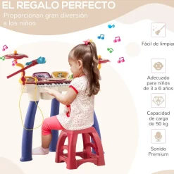 Homcom - Teclado electrónico 32 teclas con batería y taburete* Música|Electrónicos