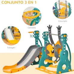 Homcom - Tobogán infantil con columpio