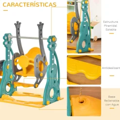 Homcom - Tobogán infantil con columpio