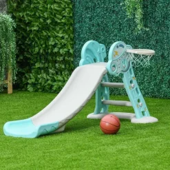 Homcom - Tobogán Infantil con Aro Baloncesto