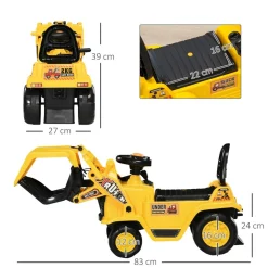 Homcom - Tractor correpasillos sin pedales amarillo* Vehículos De Batería O A Pedales