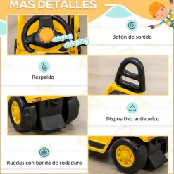 Homcom - Tractor correpasillos sin pedales amarillo* Vehículos De Batería O A Pedales