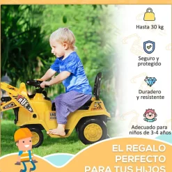 Homcom - Tractor correpasillos sin pedales amarillo* Vehículos De Batería O A Pedales