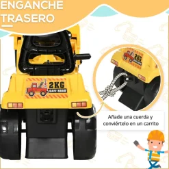 Homcom - Tractor correpasillos sin pedales amarillo* Vehículos De Batería O A Pedales