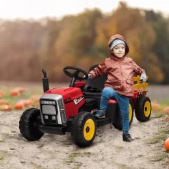 Homcom - Tractor elécrico Rojo* Vehículos De Batería O A Pedales