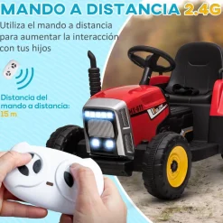 Homcom - Tractor elécrico Rojo* Vehículos De Batería O A Pedales