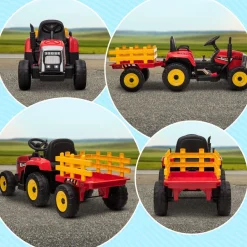 Homcom - Tractor elécrico Rojo* Vehículos De Batería O A Pedales