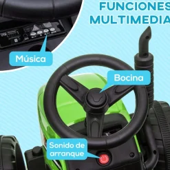 Homcom - Tractor elécrico Verde* Vehículos De Batería O A Pedales