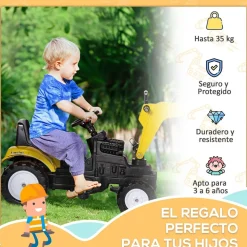 Homcom - Tractor Excavadora a pedales* Vehículos De Batería O A Pedales