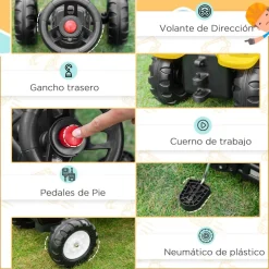 Homcom - Tractor Excavadora a pedales* Vehículos De Batería O A Pedales
