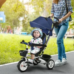 Homcom - Triciclo Evolutivo con Capota Reflectante - Azul* Motos Y Triciclos