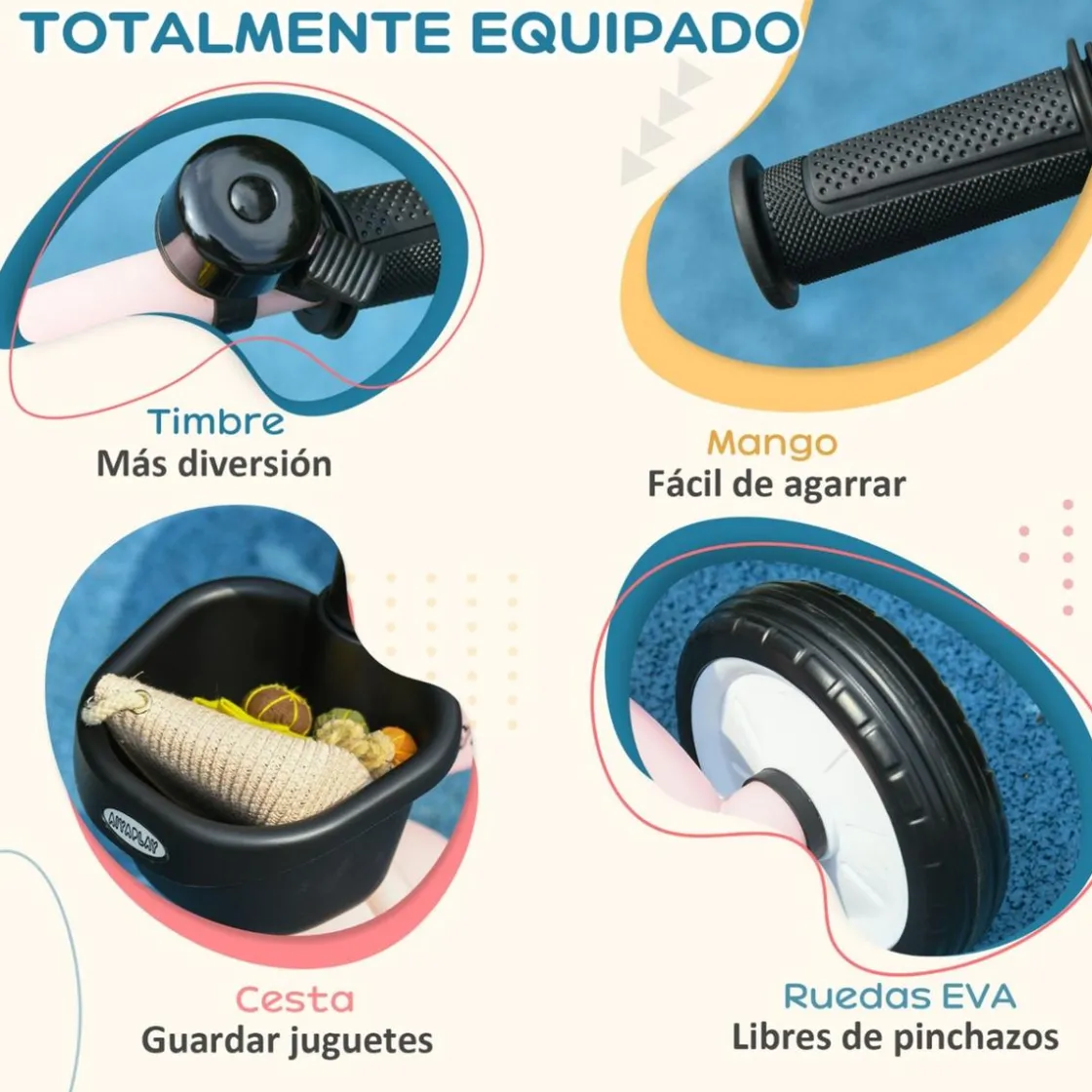 Homcom - Triciclo infantil Rosa* Motos Y Triciclos