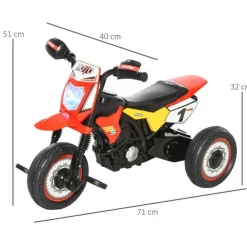 Homcom - Triciclo Moto de Montaña Infantil Rojo* Vehículos De Batería O A Pedales