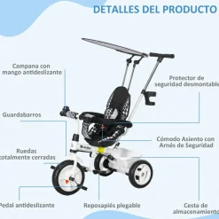 Homcom - Triciclo para bebés 2 en 1