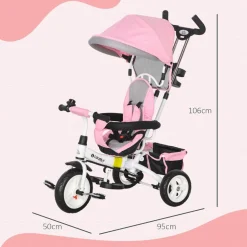 Homcom - Triciclo para bebé con capota Rosa* Motos Y Triciclos