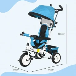 Homcom - Triciclo para bebé con capota Azul