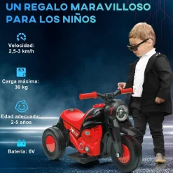 AIYAPLAY Homcom - Trimoto eléctrica batería 6 V con música y juegos Rojo