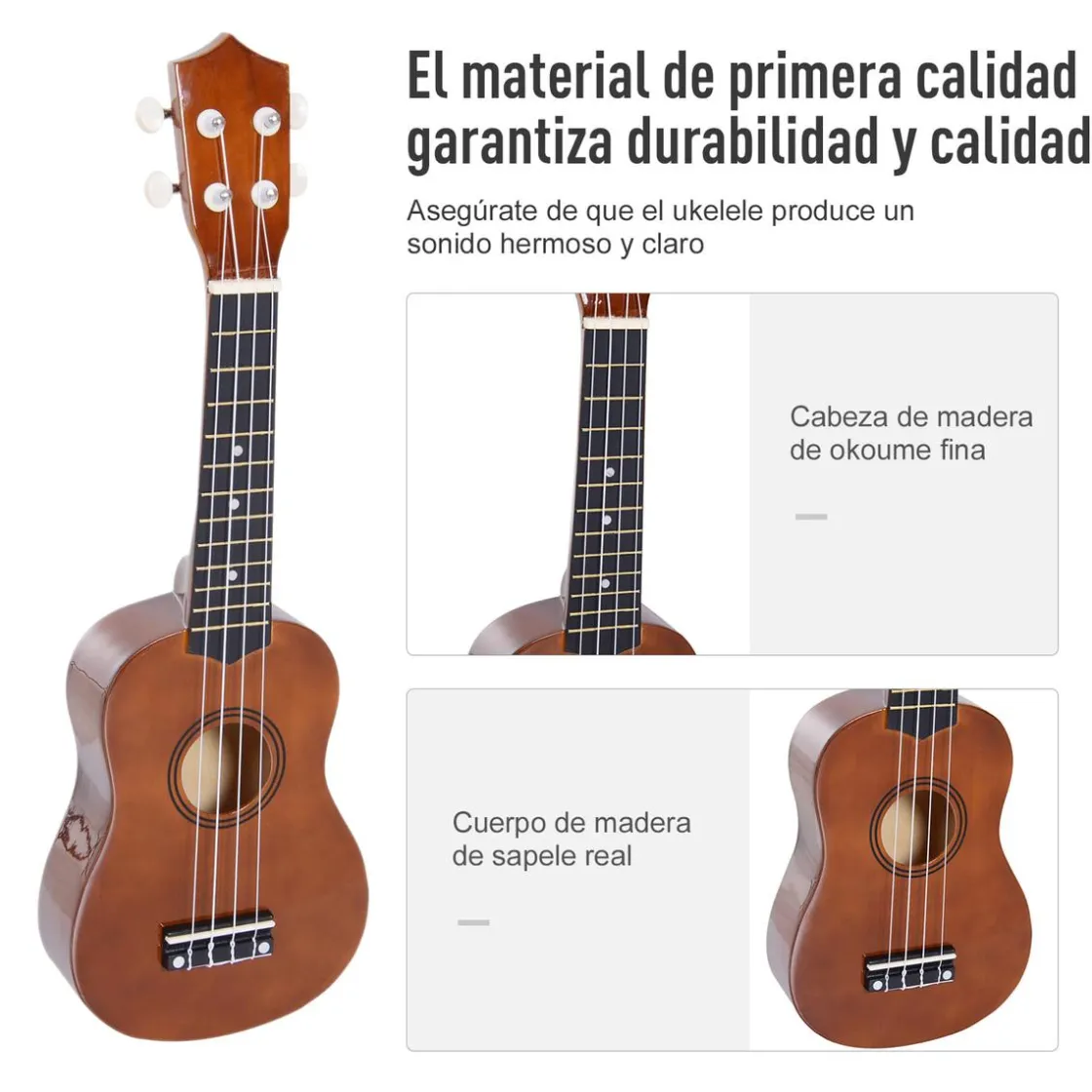 Homcom - Ukelele soprano 21" Madera Marrón* Música|Electrónicos