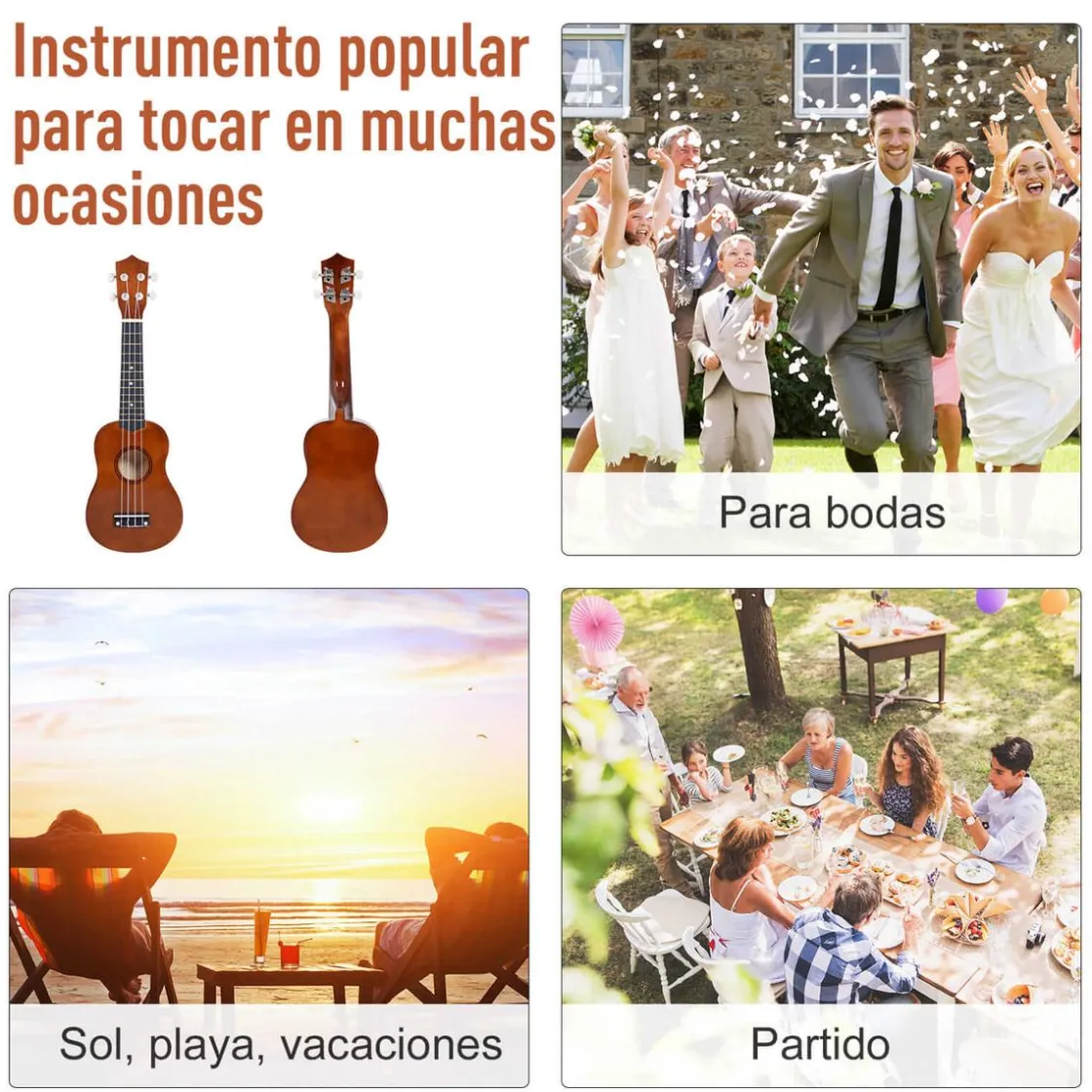 Homcom - Ukelele soprano 21" Madera Marrón* Música|Electrónicos