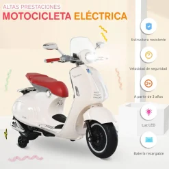 Homcom - Vespa blanca Vehículo de batería