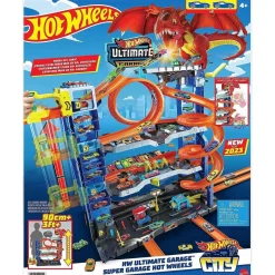 MATTEL Hot Wheels - Pista de coches de juguete con garaje definitivo y dragón, 4 niveles, incluye 2 vehículos ㅤ* Vehículos Y Circuitos