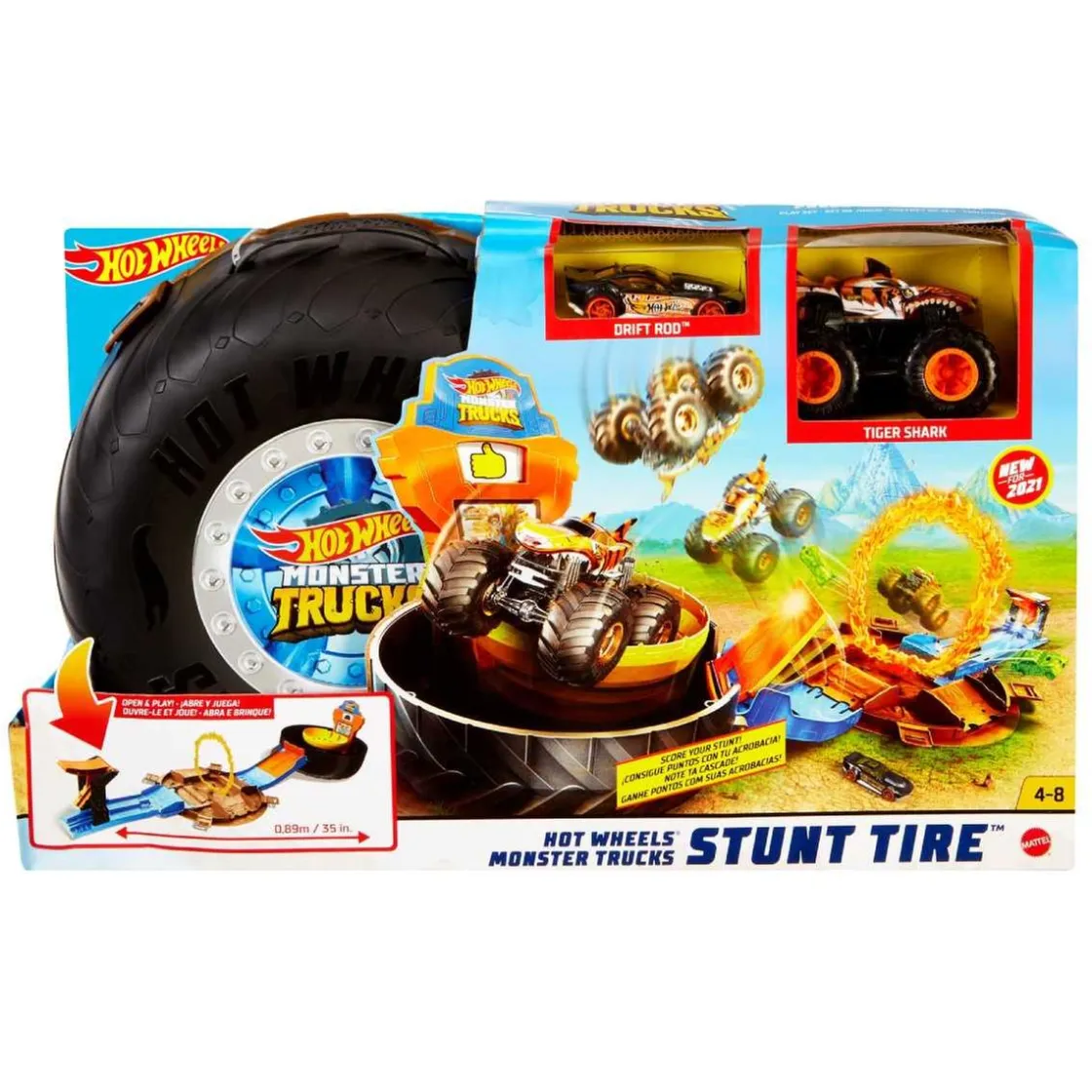 MATTEL Hot Wheels - Playset neumáticos para acrobacias Monster Trucks