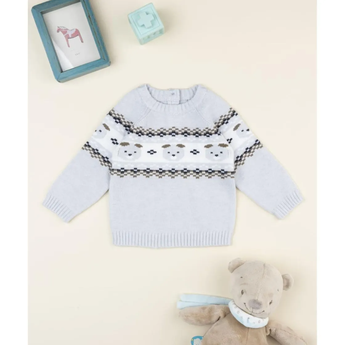 Prenatal Jersey bebé gris con bordado de ositos* Recién Nacido·Ropa Y Accesorios|Ropa Y Accesorios·Punto