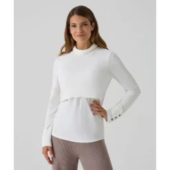 Prenatal Jersey de lactancia blanco de cuello alto