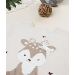 Prenatal Jersey de niña beige con cervatillo bordado