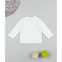 Prenatal Jersey de niña en canalé blanco