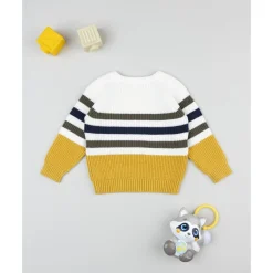 Prenatal Jersey de niño a rayas con parche