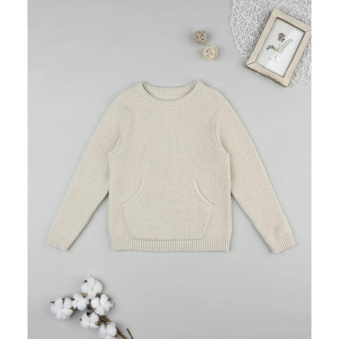 Prenatal Jersey de niño beige con bolsillo