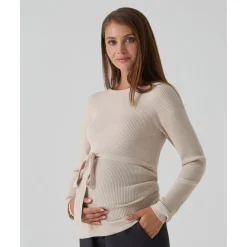 Prenatal Jersey premamá beige de punto canalé con cordón ajustable
