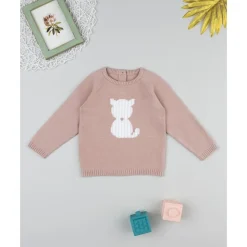 Prenatal Jersey rosa de niña con gato* Niña·Bebé Niña 3-36 Meses|Bebé Niña 3-36 Meses·Jerséis Y Cardigans