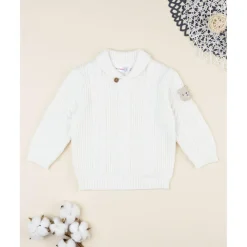 Prenatal Jersey tricot blanco con parche en la manga para niño* Niño·Bebé Niño 3-36 Meses|Bebé Niño 3-36 Meses·Jerséis Y Cardigans