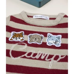 Prenatal Jersey tricot niño rayas beige y burdeos