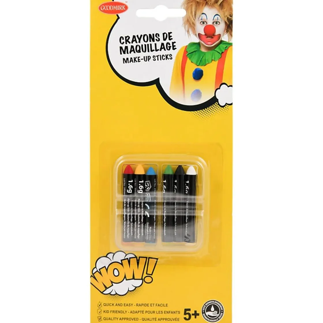 TOYS "R" US Juego de 6 lápices maquillaje colores surtidos lavables ㅤ* Disfraces|Halloween