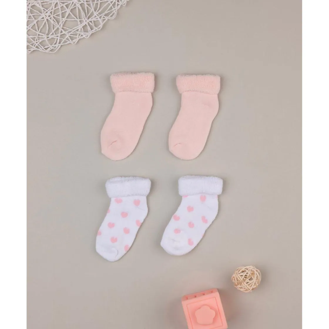 Prenatal Juego de 2 pares de calcetines de rizo rosa con corazones* Recién Nacido·Ropa Y Accesorios|Ropa Y Accesorios·Zapatos Y Calcetines
