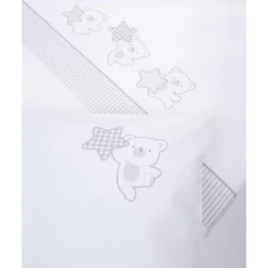 Prenatal Juego de cuna 3 piezas gris con osito y estrellas