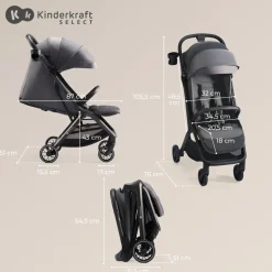 KIDNERKRAFT Kinderkraft - Silla de paseo Nubi 2 Cloudy Grey