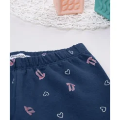 Prenatal Leggings azules con lazos y corazones para niña