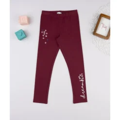 Prenatal Leggings burdeos de niña con bordado* Niña·Niña 2-10 Años|Niña 2-10 Años·Leggings Y Faldas
