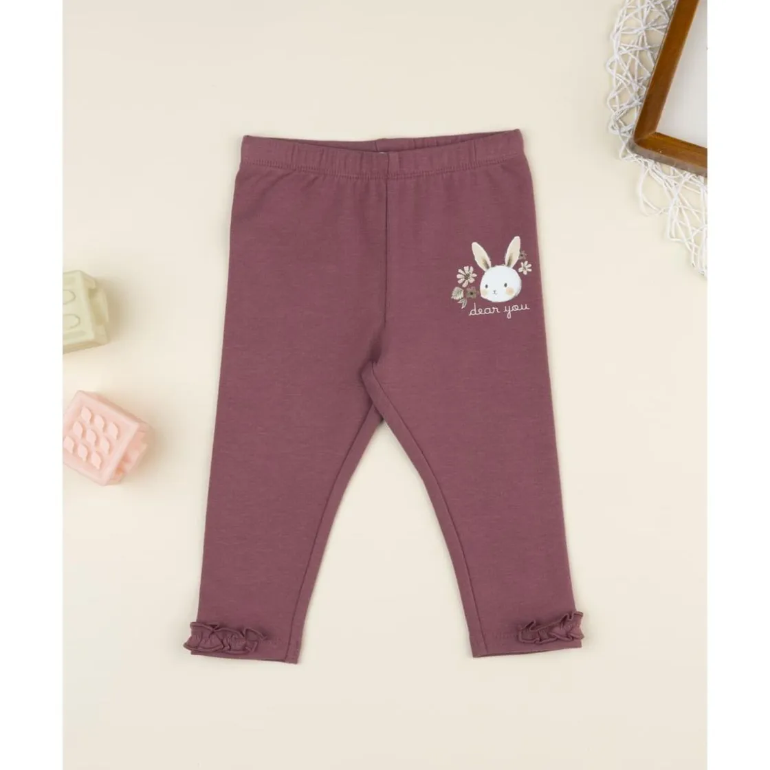 Prenatal Leggings de niña rosa con bordado de conejito* Niña·Bebé Niña 3-36 Meses|Bebé Niña 3-36 Meses·Leggings Y Faldas