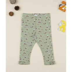 Prenatal Leggings niña verdes con estampado floral