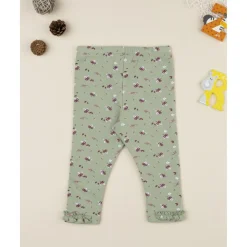 Prenatal Leggings niña verdes con estampado floral