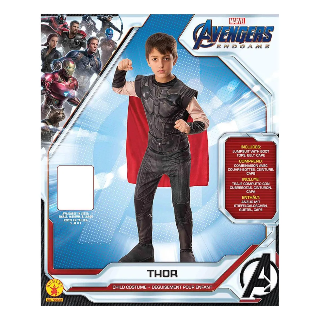 RUBIE'S Los Vengadores - Disfraz Infantil Thor Endgame 3-4 años