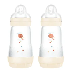MAM - Conjunto 2 biberones Easy Active anticólicos 260 ml Beige