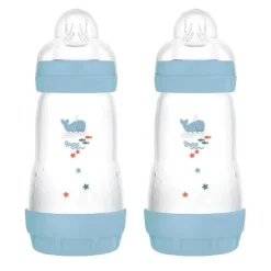 MAM - Conjunto 2 biberones Easy Active anticólicos 260 ml Azul