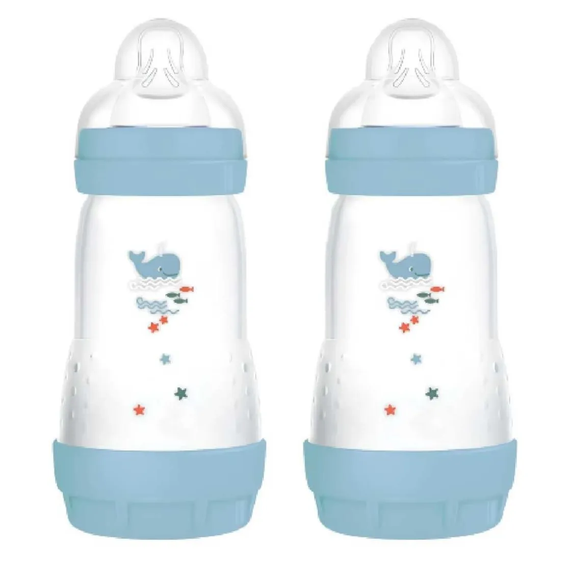 MAM - Conjunto 2 biberones Easy Active anticólicos 260 ml Azul